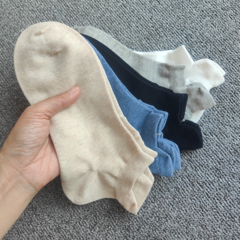 【透气防臭脚】五双 纯棉男士短袜吸汗防脚气短筒素色袜子不掉跟