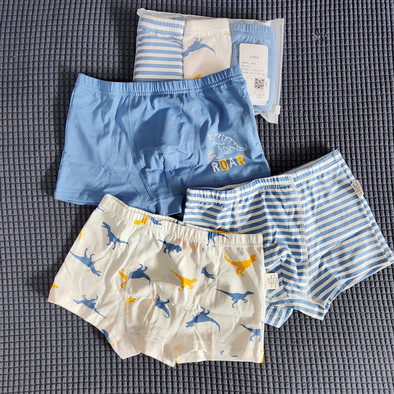 3条装 男孩子卡通内裤中小童纯棉弹力平角裤宝宝学生四角底裤四季