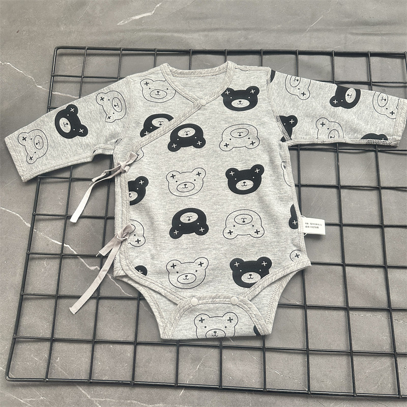 纯棉新生婴儿服三角哈衣初生宝宝包屁睡衣护肚春秋打底小熊连体衣