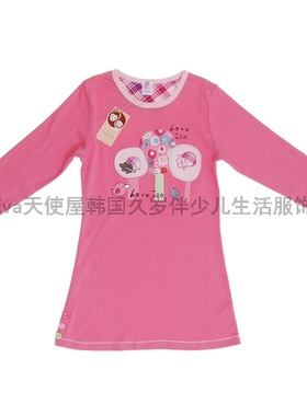 专柜正品久岁伴春秋薄款女童长袖睡裙大童纯棉家居服睡衣20568