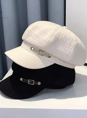八角帽女2026新款显脸小贝雷帽韩版秋天百搭春秋女士鸭舌帽英伦风