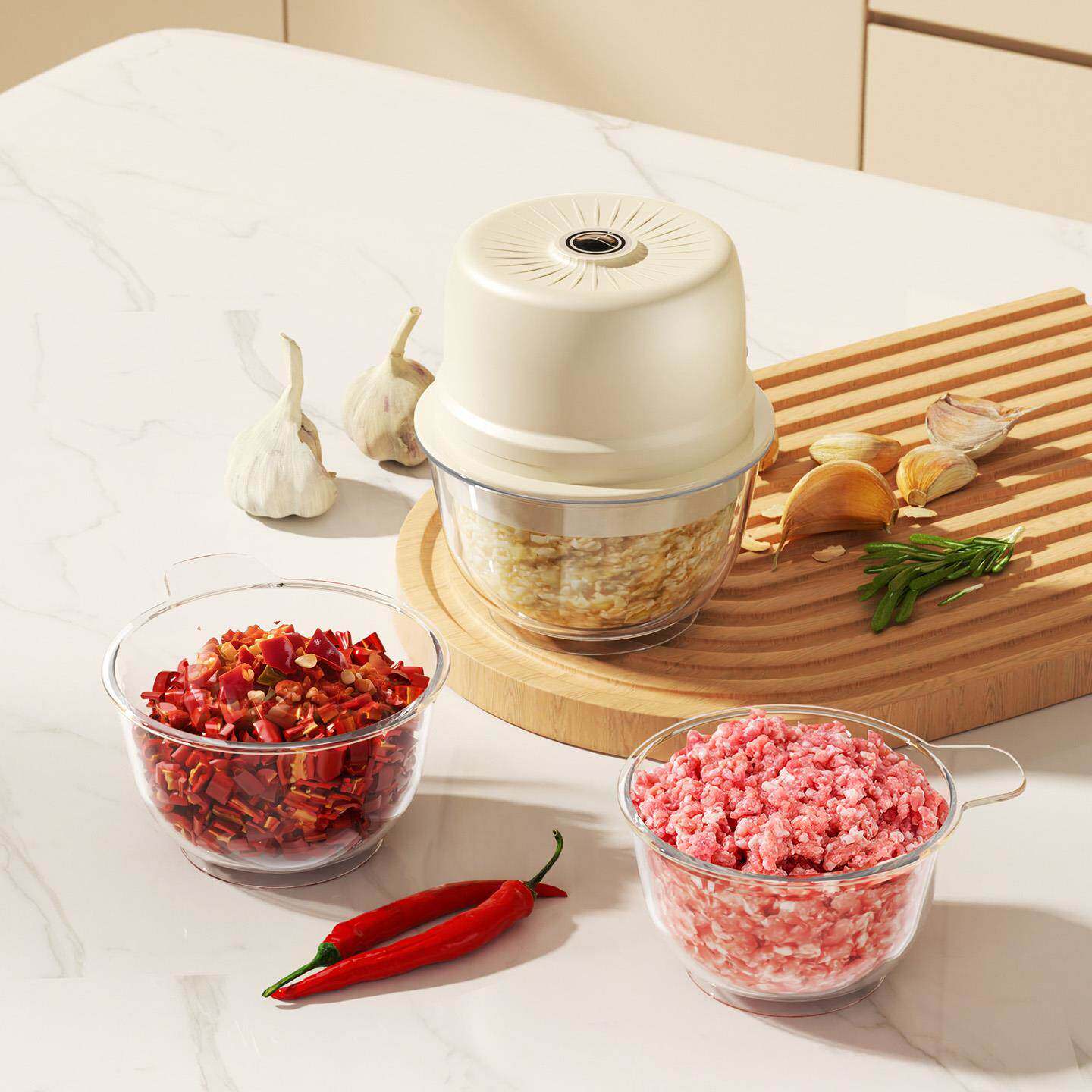 电动打蒜器厨房家用小型迷你辣椒绞肉捣蒜泥神器全自动蒜蓉搅碎器