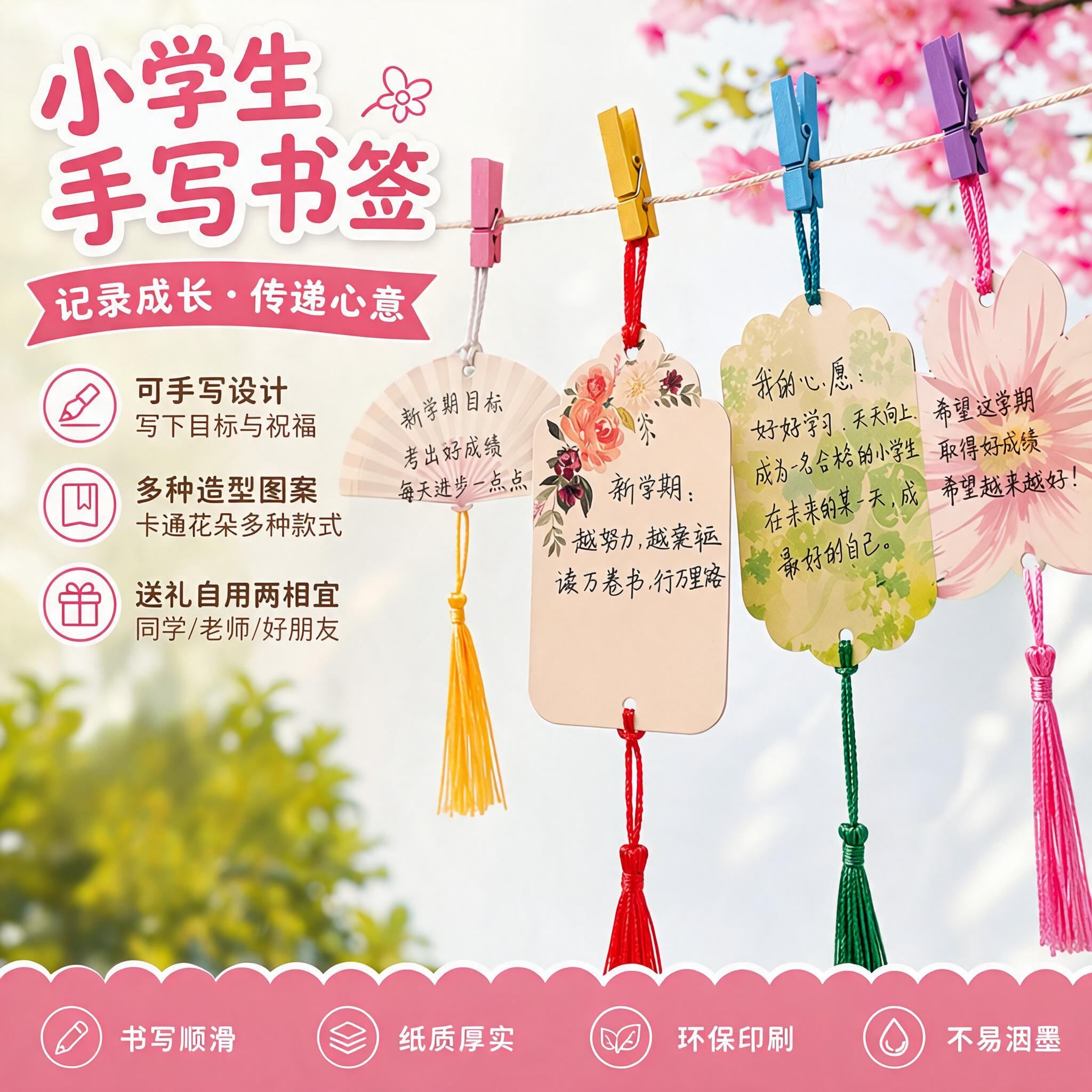 空白书签可手写小学生自制半成品明信片卡片奖励学生标记贴心愿签图片