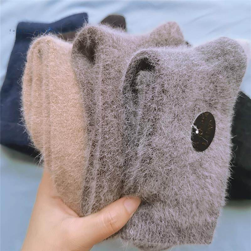 兔羊毛袜子巨厚中筒袜男士纯色秋冬款加厚保暖袜兔绒短袜冬季长袜