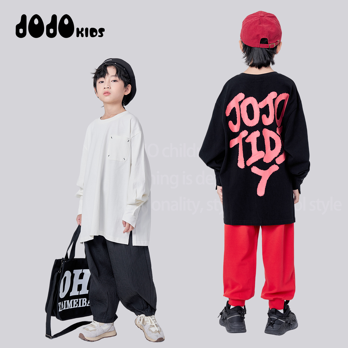 JOJO女童春长袖T恤涂鸦字母