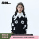 春秋新款 JOJO童装 女童黑白花朵针织开衫 学院风薄毛衣外套洋气百搭