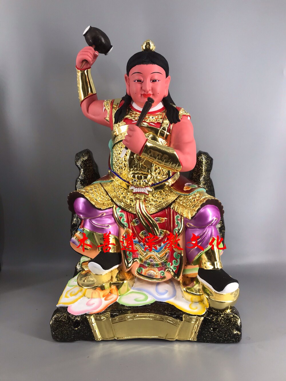 木雕神像十三太保樟木精雕彩绘48厘米私人订制