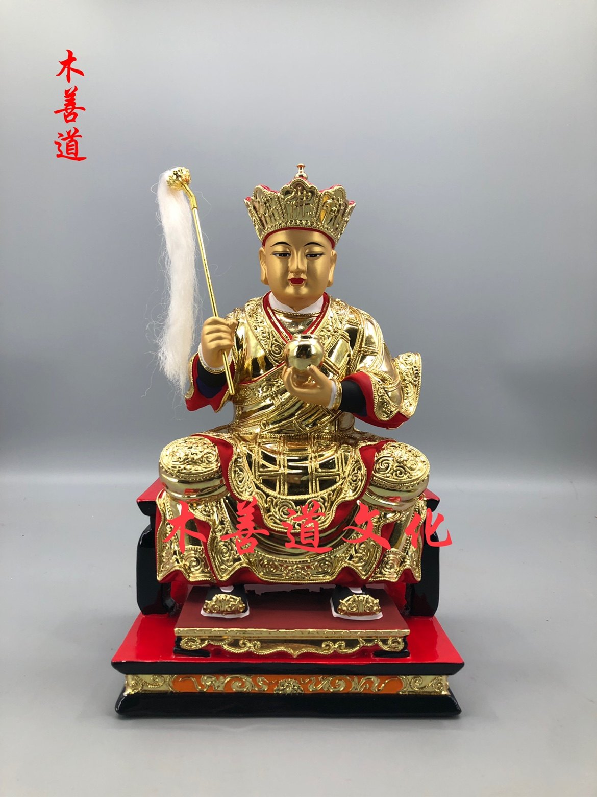 木雕神像定制普庵祖师香樟木漆线雕工艺