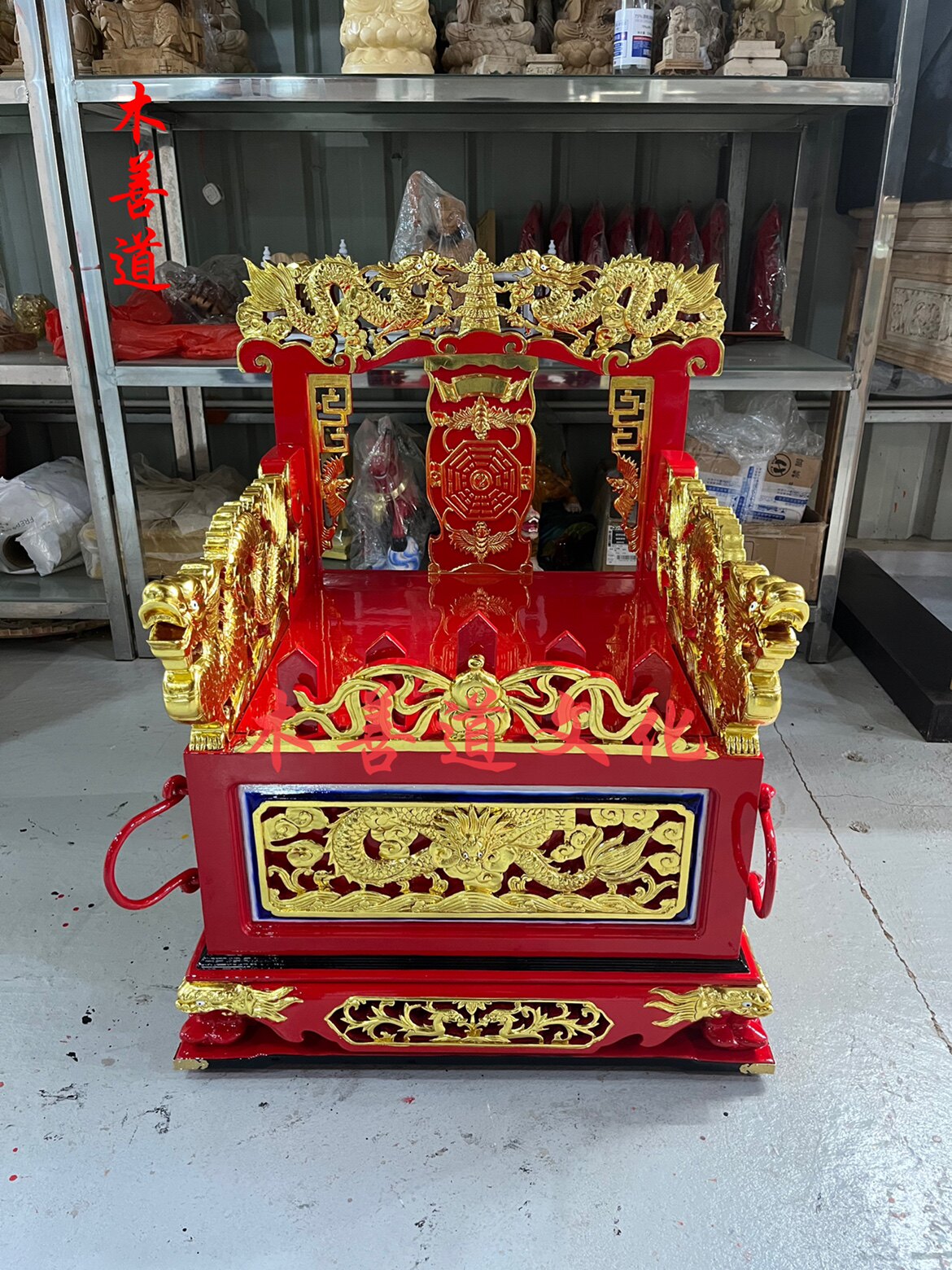 木雕轿子神轿佛轿神椅樟木手工精雕88×68×68厘米