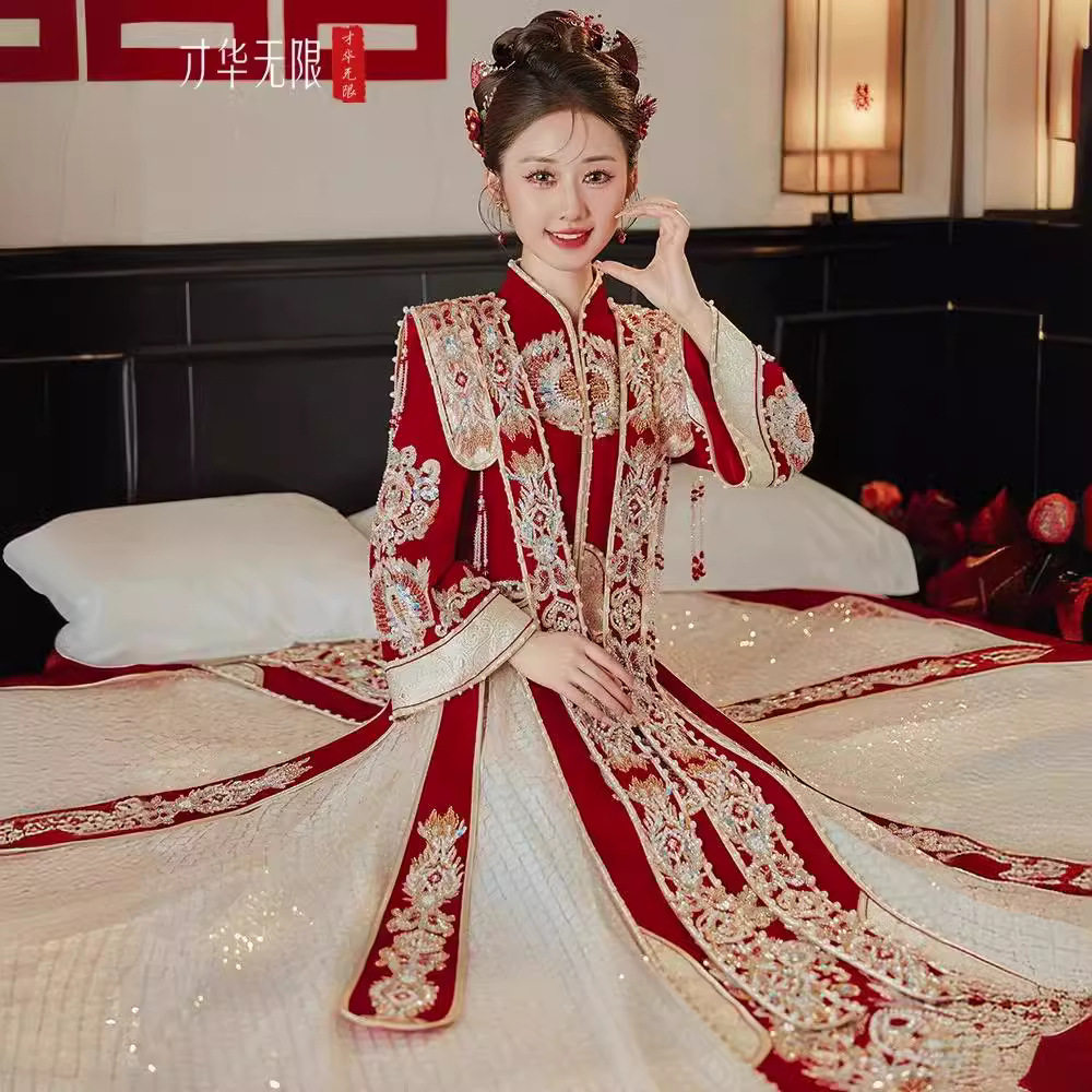 凤冠霞帔婚服重工秀禾服新娘2026新款中式婚纱结婚汉服出阁秀和服