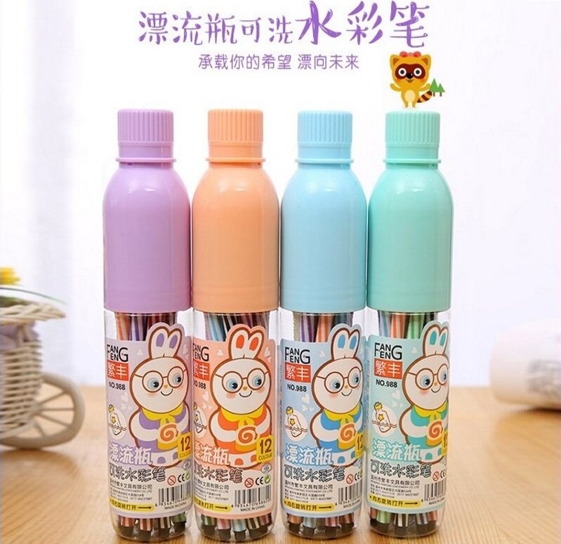 儿童绘画工具 12色扁盒装卡通造型 绘画涂色笔/水彩笔 玩具车特价