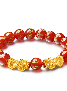 黄金貔貅手链男女款新路路通红色