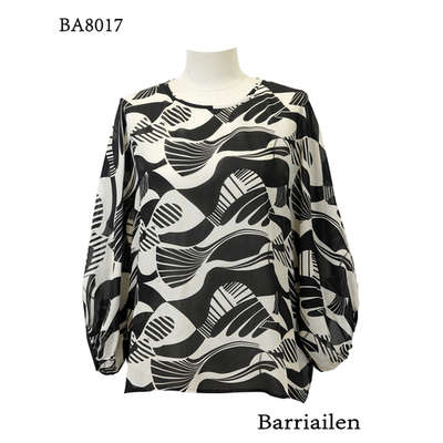 【哼哈冰冰】100%6A级桑蚕丝30MM印花上衣BA8017