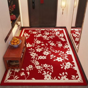 新年入户地垫新中式 喜庆红色家用地毯客厅卧室玄关门口进门蹭脚垫