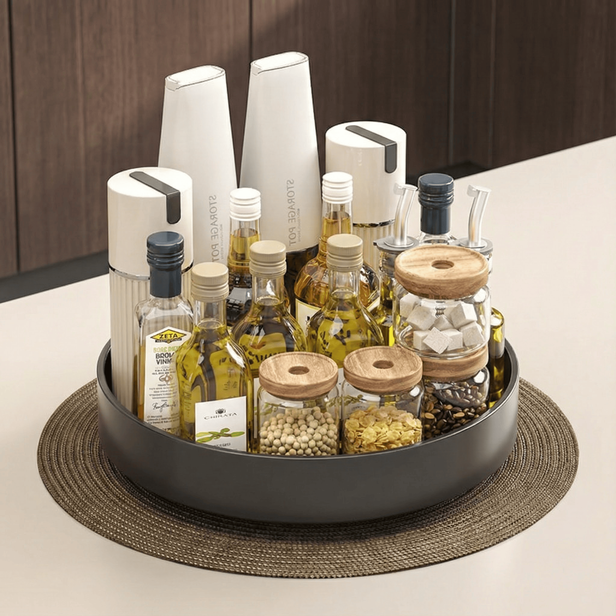 免安装可旋转调料置物架厨房台面托盘油盐酱醋调味料收纳盒收纳架,厨房/烹饪用具,调料置物架,淘宝优惠券,粉丝福利购,淘宝优惠卷