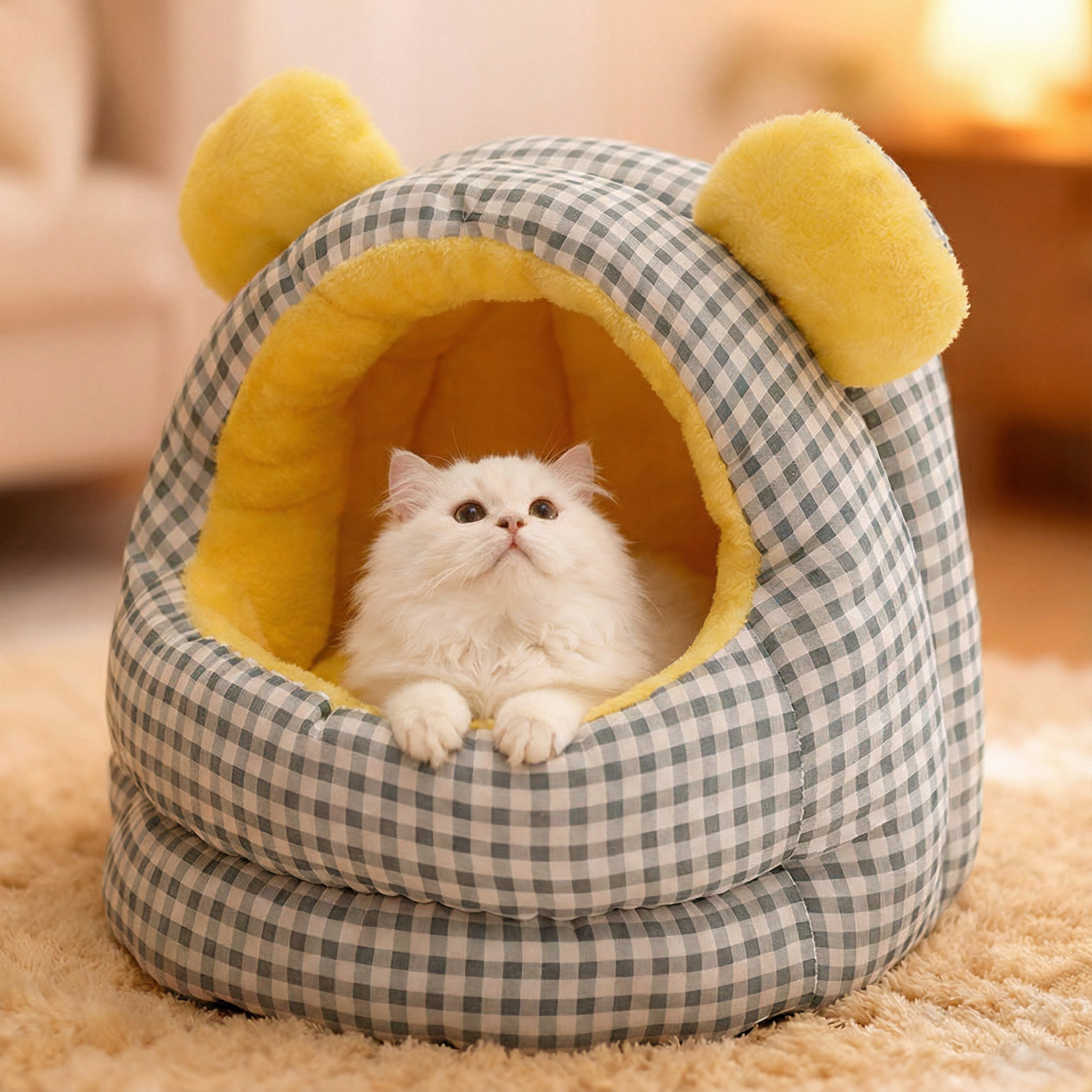 网红猫窝狗窝拆洗房子窝封闭式猫床猫咪踩奶加绒睡袋猫狗犬窝格子,宠物/宠物食品及用品,猫窝/屋/帐篷/沙发,淘宝优惠券,粉丝福利购,淘宝优惠卷