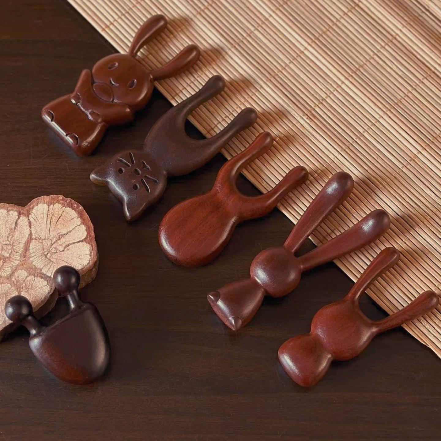 檀木按摩梳头部经络梳子按摩器