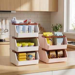 桌面收纳盒大容量零食杂物收纳篮办公室桌上可叠加咖啡茶包收纳盒