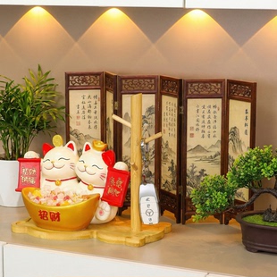 饰 饰品新婚装 新款 双猫收纳置物架玄关家居摆件永结同心布置新房装