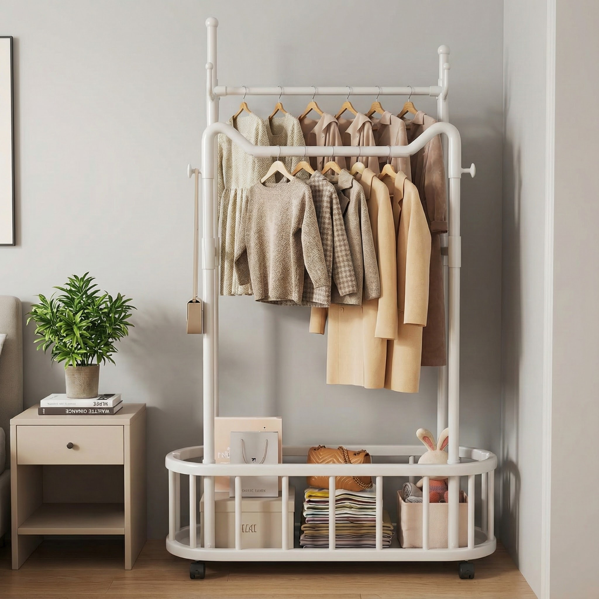 简易挂衣架落地家用可移动