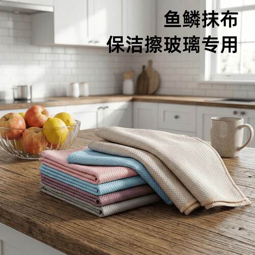 加厚鱼鳞抹布保洁专用擦玻璃厨房