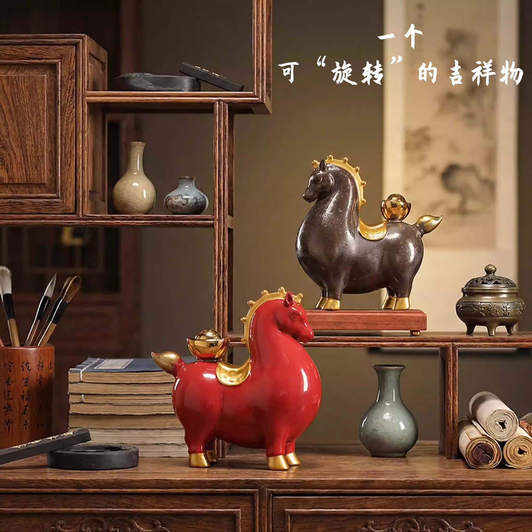 马上有钱摆件创意陶瓷家居装饰品新中式招财酒柜桌面摆设新年礼品,家居饰品,桌面摆件,淘宝优惠券,粉丝福利购,淘宝优惠卷