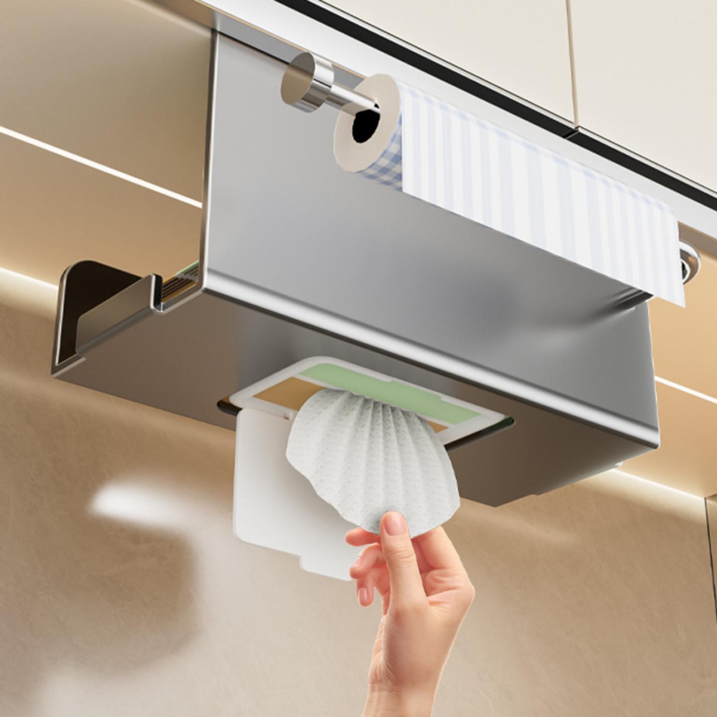 厨房纸巾架橱柜下壁挂式免打孔
