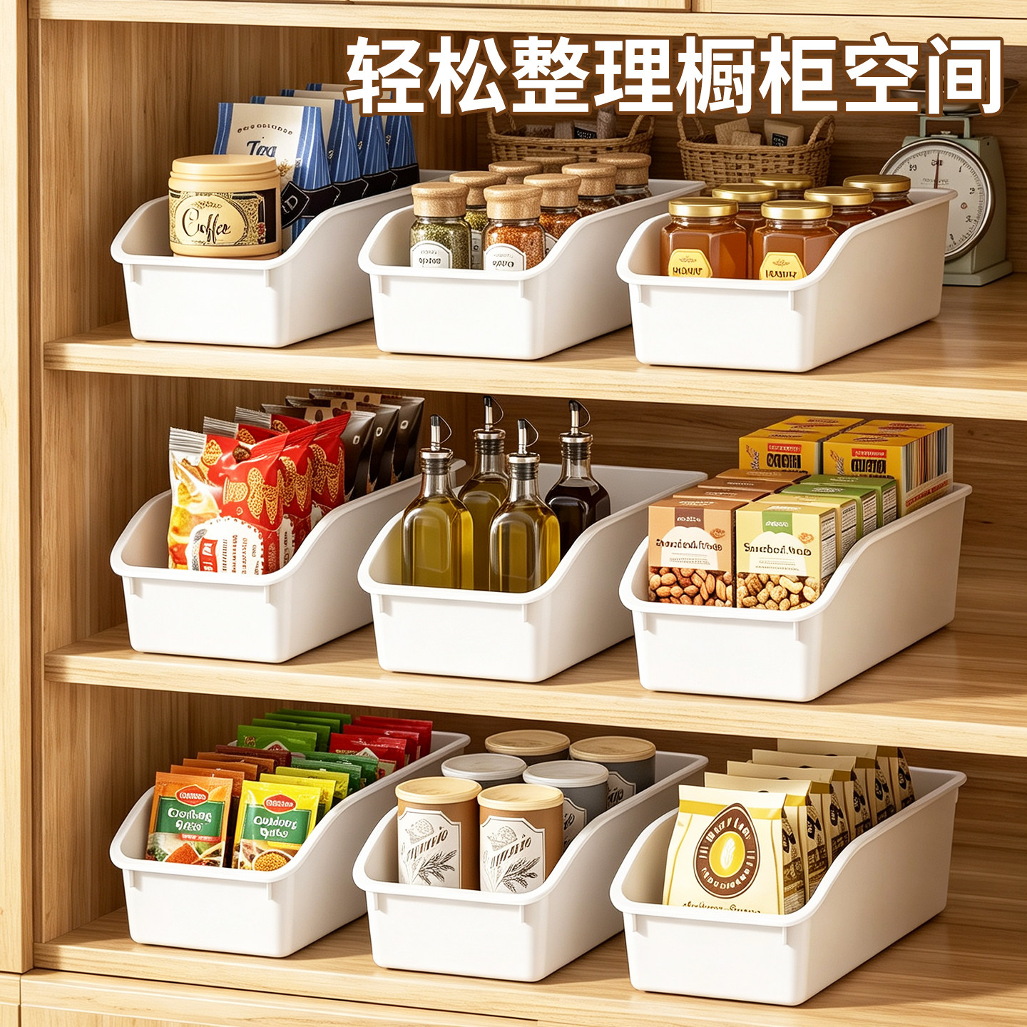 橱柜整理杂物零食调料筐卫生间置物架家用神器整理厨房收纳篓