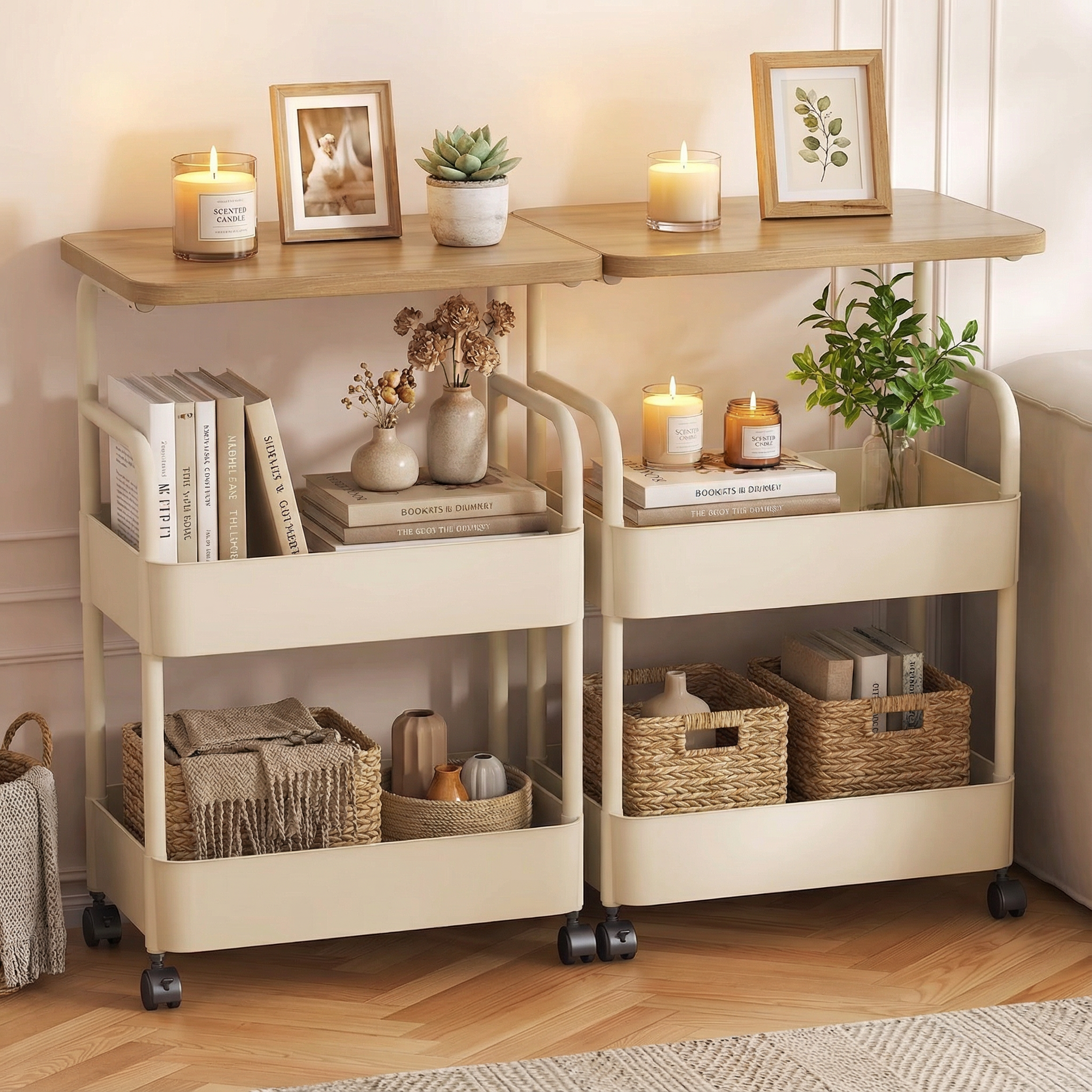 折叠小推车置物架落地零食收纳架