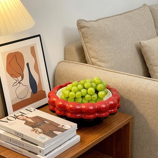 家用干果点心盘收纳盒分格带盖糖果盘水果盘轻奢高档高级感零食盘