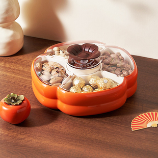 果盘高级感轻奢客厅茶几食品级零食糖果盘分格不串味可拆卸干果盘