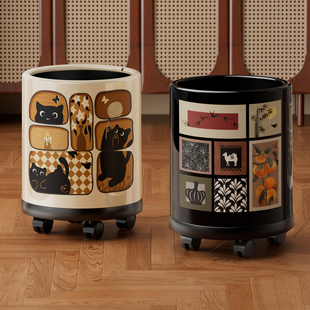 中古风垃圾桶家用2026新款客厅轻奢高档卧室高颜值大号带轮可移动