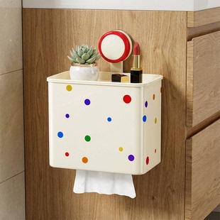 吸盘卫生间厕纸盒厕所纸巾盒卫生纸置物架卷纸抽纸盒壁挂式 免打孔