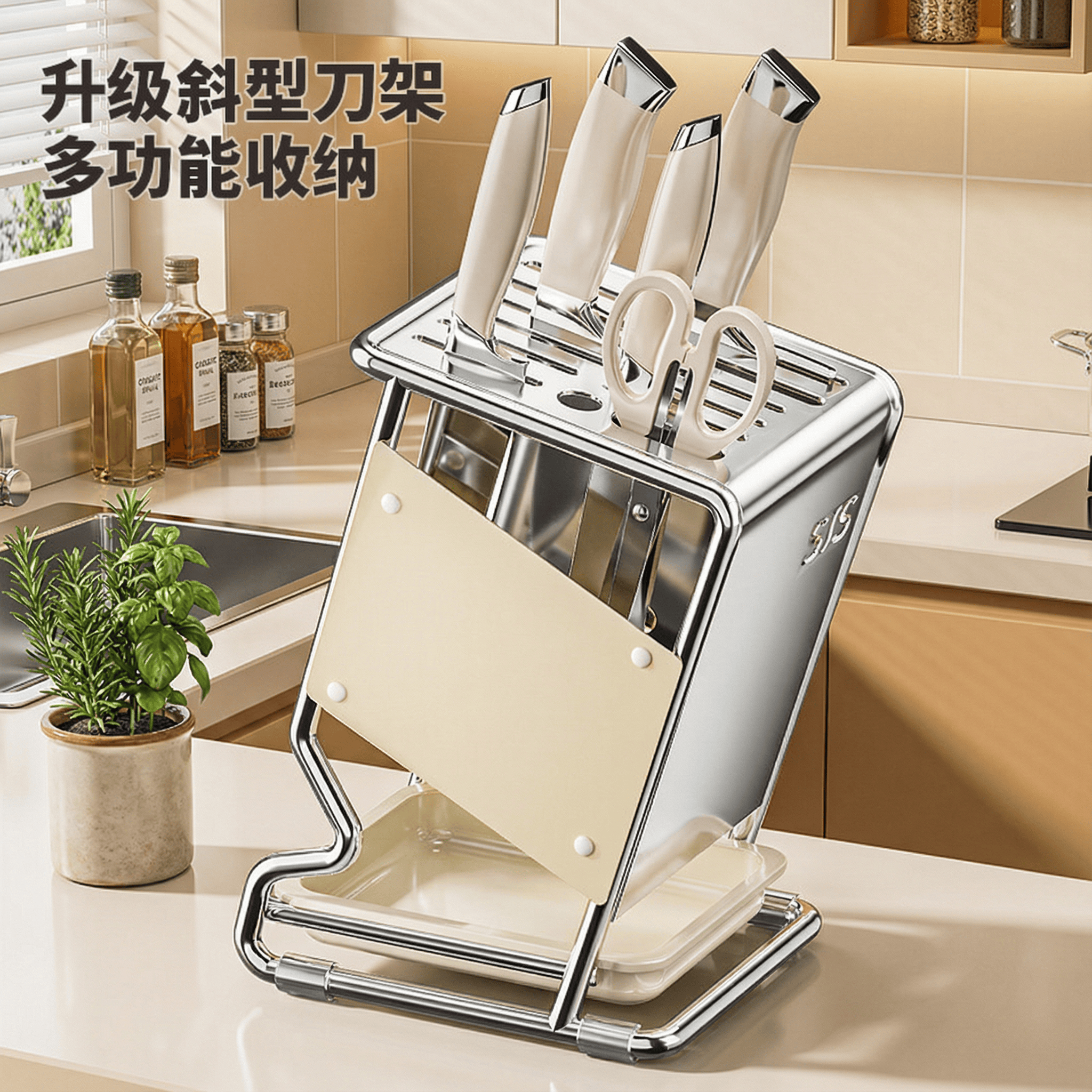 不锈钢刀架置物架新款厨房台面刀座多功能刀具放菜刀具收纳架家用,厨房/烹饪用具,厨房置物架/置物柜/角架,淘宝优惠券,粉丝福利购,淘宝优惠卷
