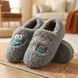 女 毛拖鞋 棉鞋 男冬室内家居防滑保暖情侣居家用包跟软底冬款