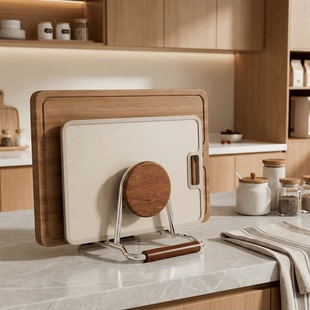 中古风不锈钢砧板架菜板放置架厨房台面收纳架置物锅盖架子案板架