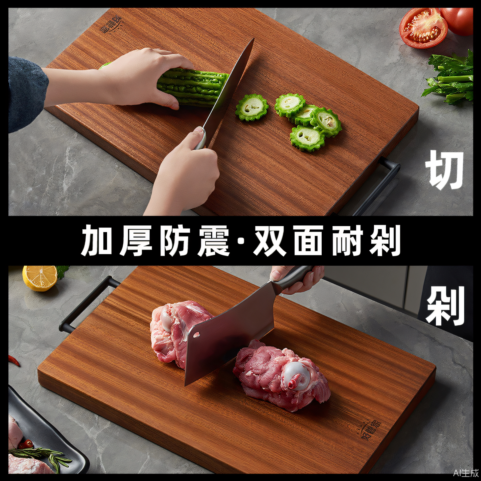 简约乌檀木菜板抗菌防霉家用砧板图片