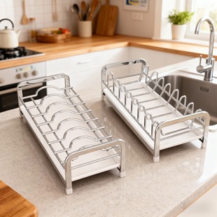 厨房碗碟收纳架不锈钢色水池窄边碗碟盘沥水架橱柜内置碗筷盘子架