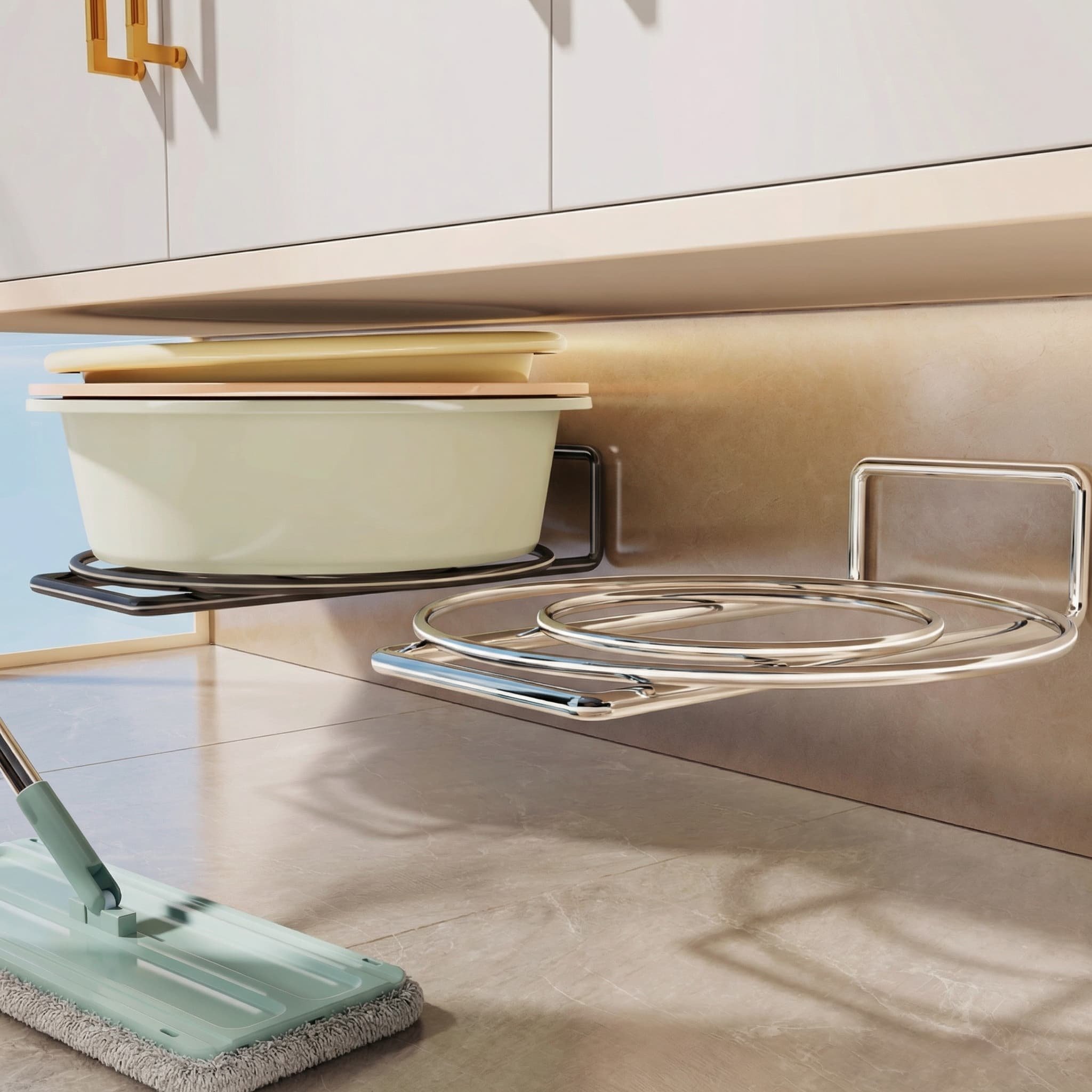 卫生间脸盆收纳架浴室柜下免打孔洗漱台下挂盆子多功能置物架家用,家庭/个人清洁工具,脸盆架,淘宝优惠券,粉丝福利购,淘宝优惠卷