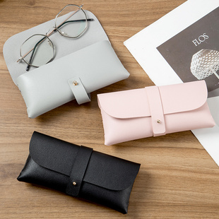 居家家复古文艺眼镜袋简约软皮防压保护套便携太阳墨镜收纳眼镜盒