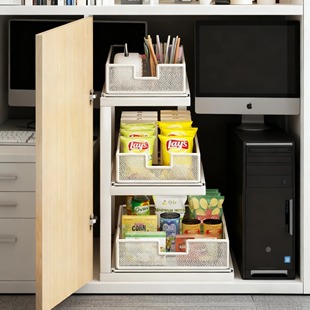 家用电脑主机柜子收纳分层空间利用置物架多层宿舍办公桌深柜收纳