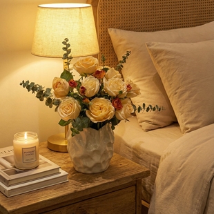 创意奶油色陶瓷花瓶插花高级感水培花瓶容器陶罐侘寂风装 饰摆件