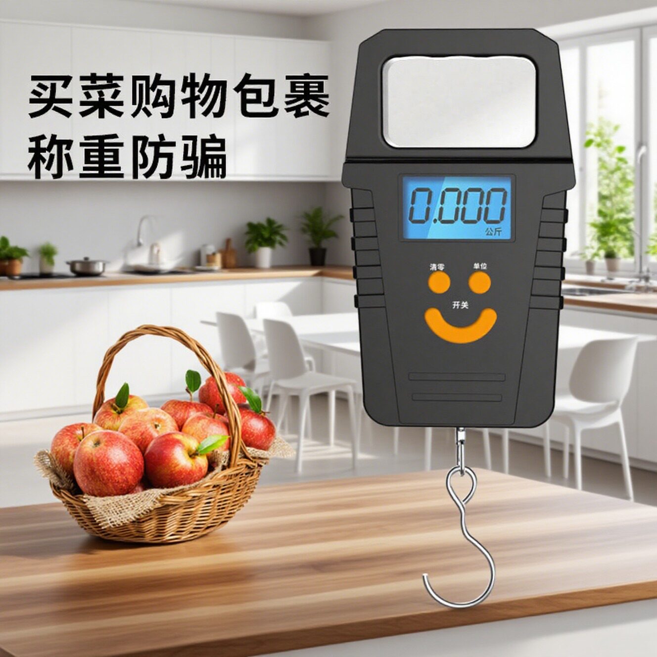 手提秤厨房精准电子秤吊钩称重公斤快递称小型商用称精手拿准克秤