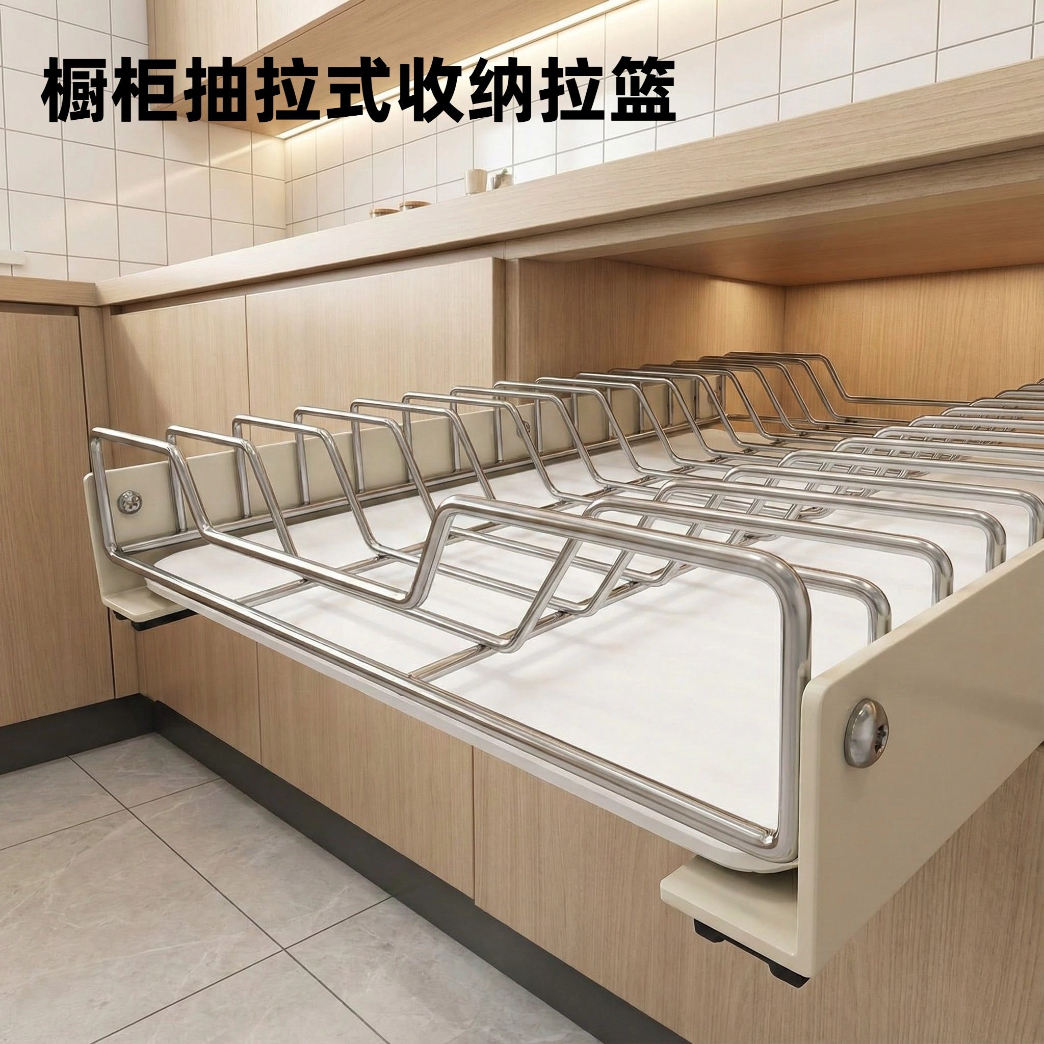 橱柜拉篮抽拉式碗碟架厨房置物架不锈钢色碗盘收纳抽屉式收纳架,厨房/烹饪用具,厨房置物架/置物柜/角架,淘宝优惠券,粉丝福利购,淘宝优惠卷