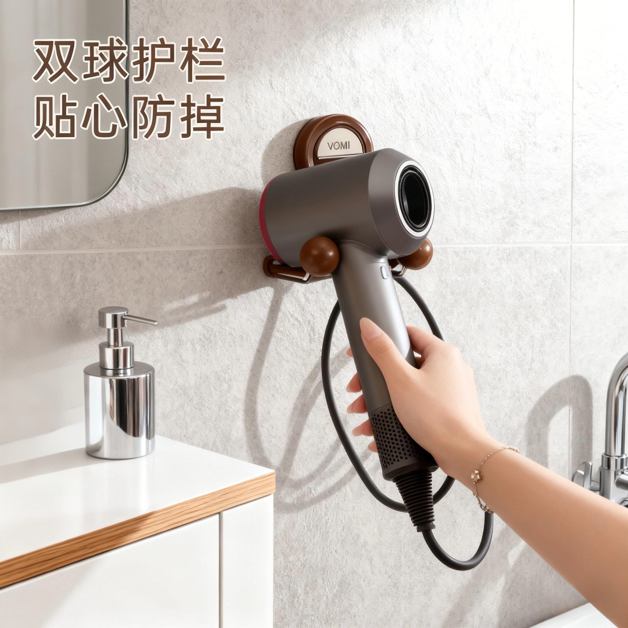 吹风机置物架吸盘免打孔卫生间