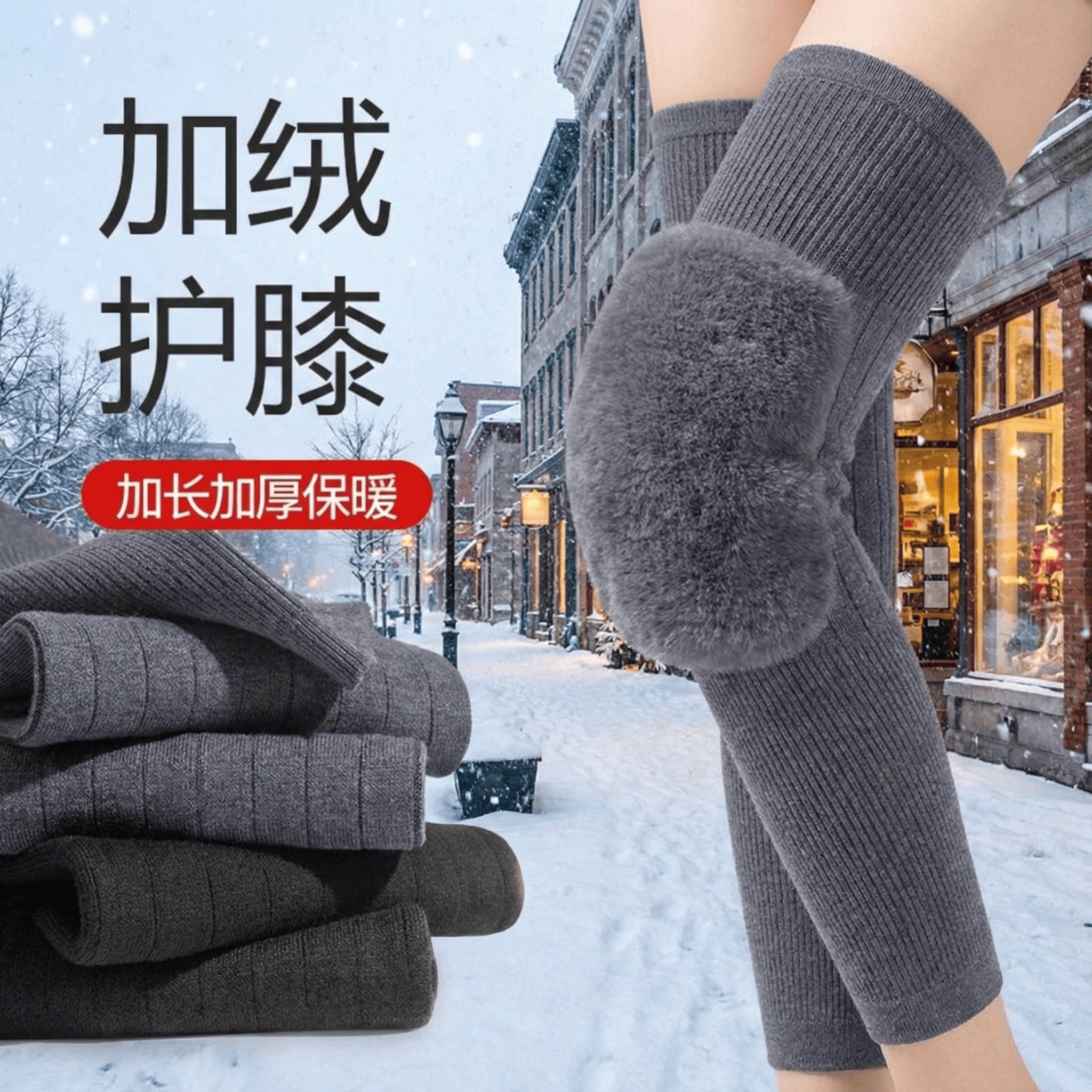 秋冬加绒加厚新款护膝膝盖保暖老寒腿保护关节男女加长防寒护腿套