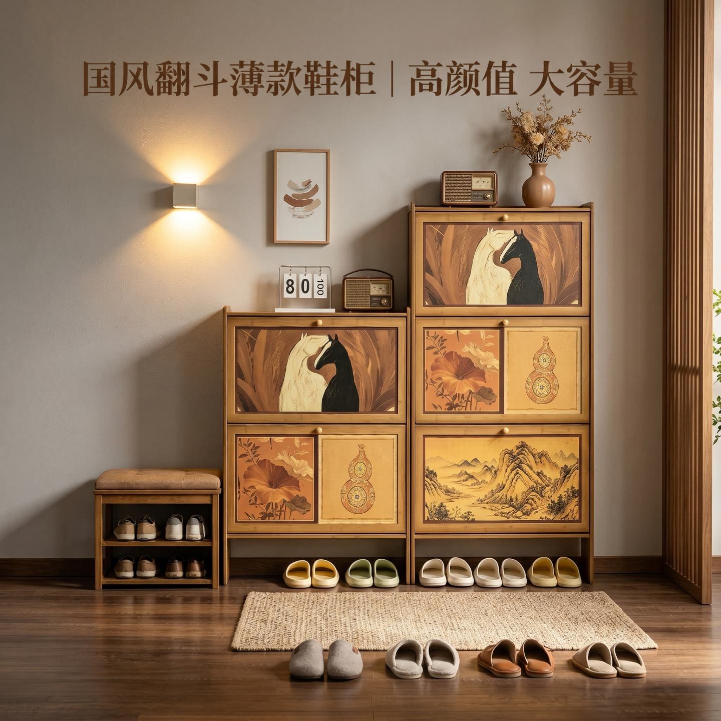 实木超薄鞋架家用门口简约入户图片