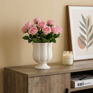 北欧陶瓷兰花盆家居插花摆件轻奢高级感装 饰大口水培花器桌面花瓶