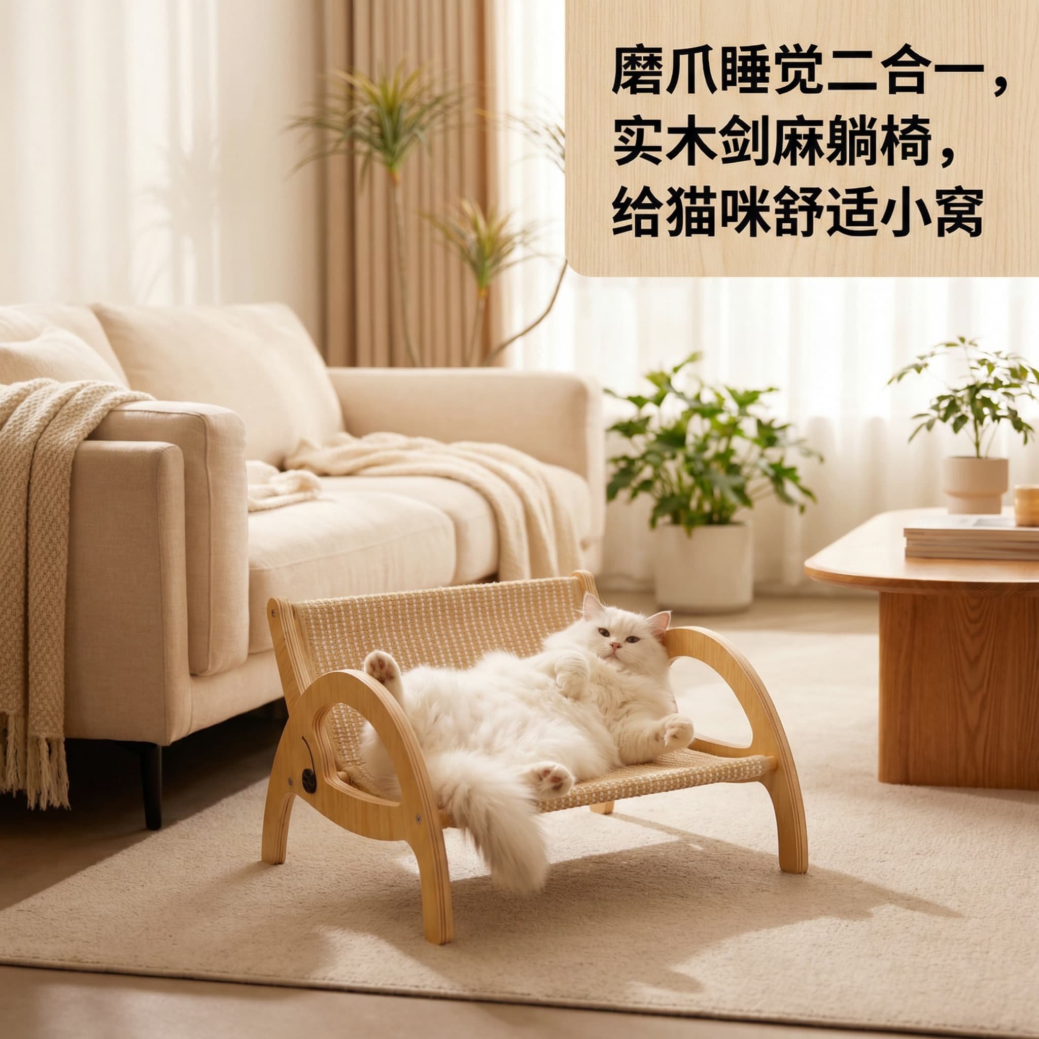 猫抓板猫窝一体实木剑麻耐抓不掉屑猫咪自嗨玩具躺椅宠物用品麻布,宠物/宠物食品及用品,猫抓板,淘宝优惠券,粉丝福利购,淘宝优惠卷