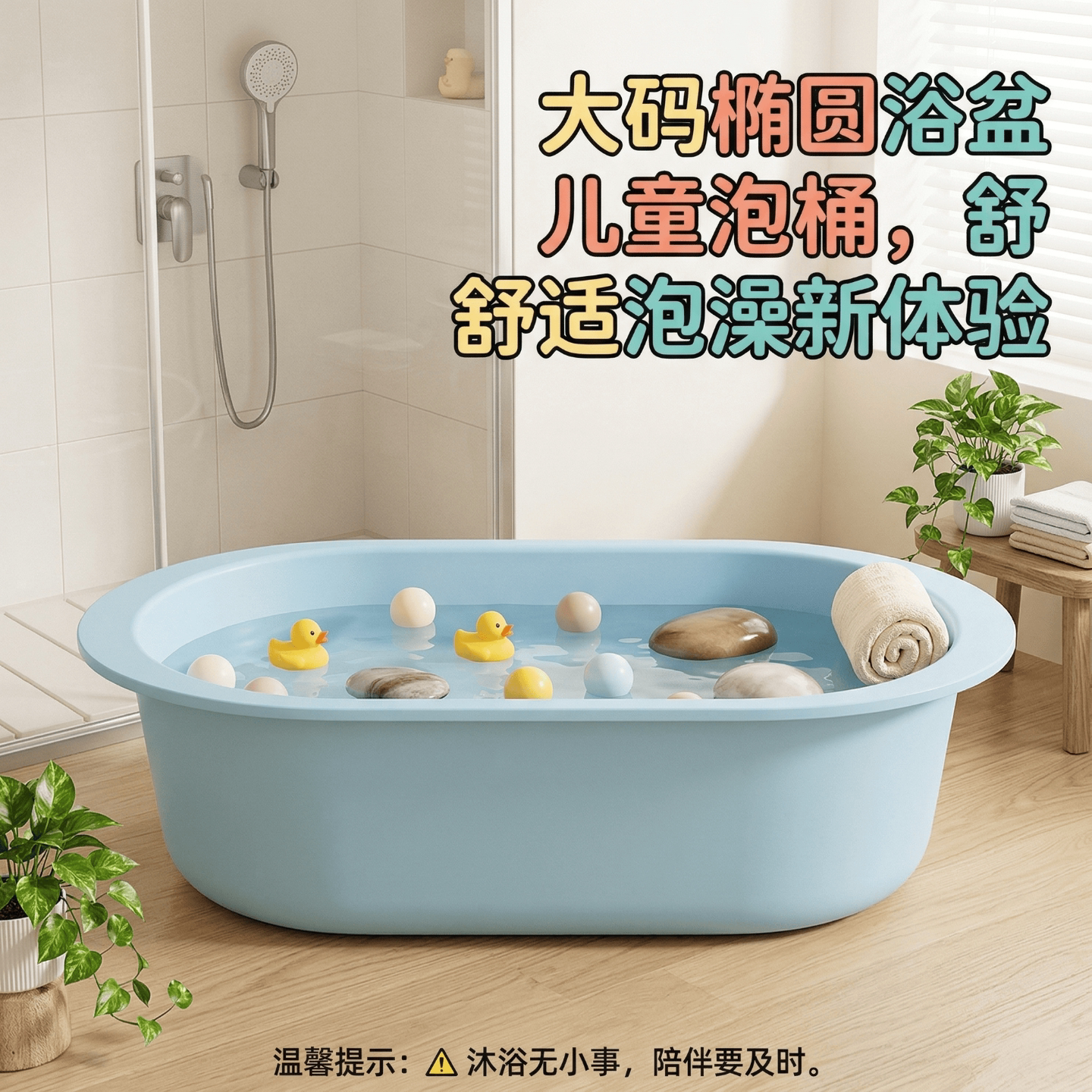 大码椭圆浴盆儿童泡桶盆婴儿洗澡长形盆家用盆子塑料洗衣洗被子盆